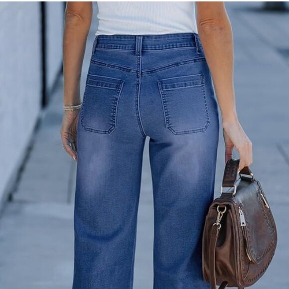 luvamia Wide Leg Jeans Trendy High Waisted Flare Jeans Cropped Denim Stretchy - Picture 5 of 6